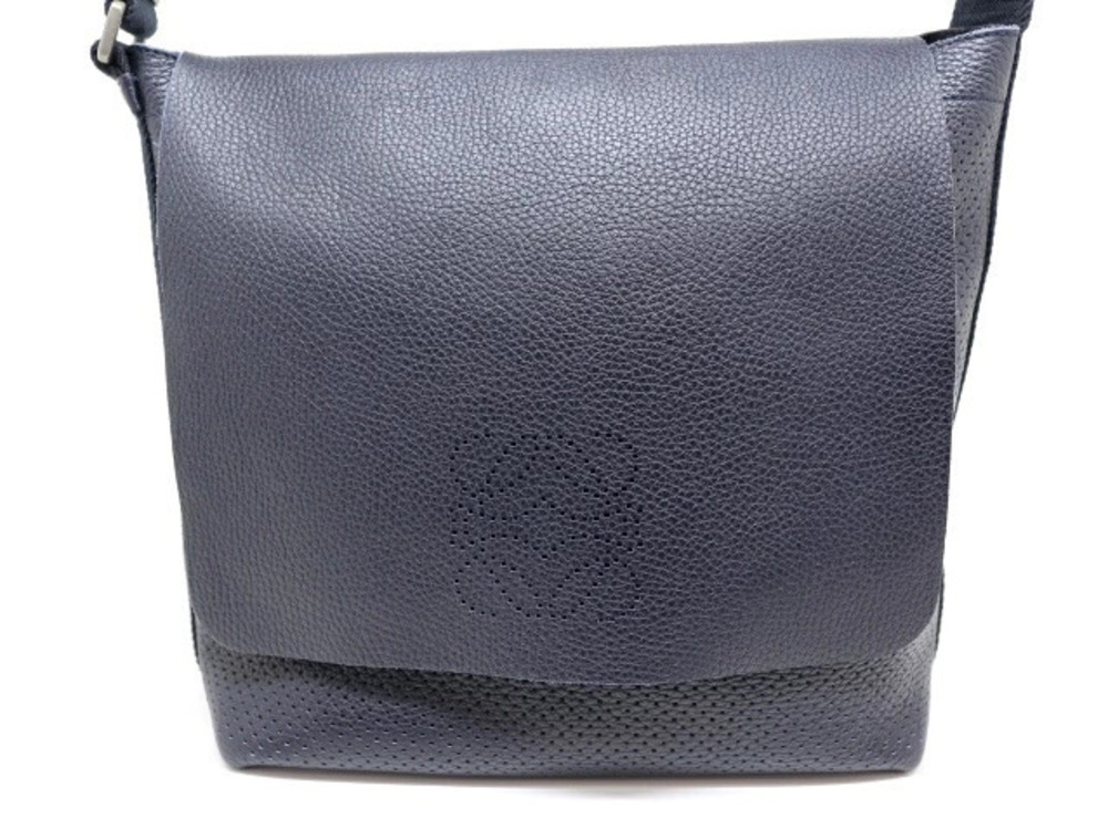 Loewe Perforated Shoulder Bag Navy Blue Calfskin